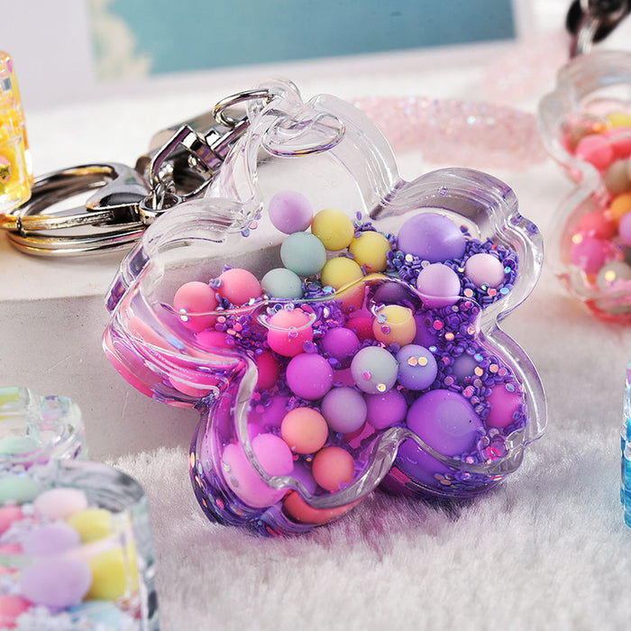 Wholesale Quicksand-Filled Oil Bottle Acrylic Keychain Accessory