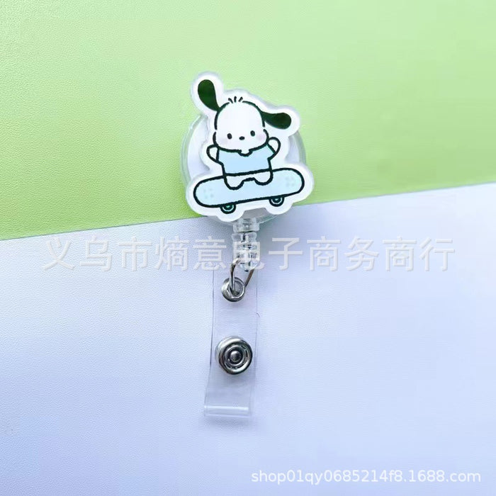 Wholesale Cute Cartoon Retractable Hanging Buckle Badge Reels Keychains