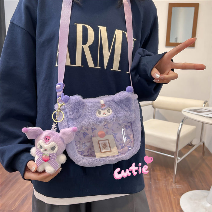 Wholesale Cute transparent PVC cartoon doll crossbody bag, personalized shoulder bag