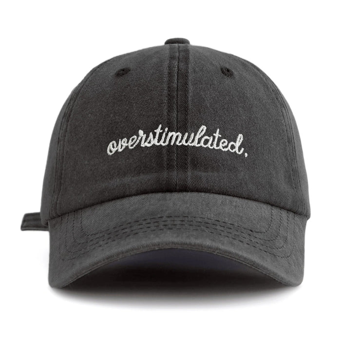Wholesale Trendy Black Adjustable Baseball Cap With Distressed Letter Print Curved Brim For Summer Sun Protection Boutique Resale Accessory