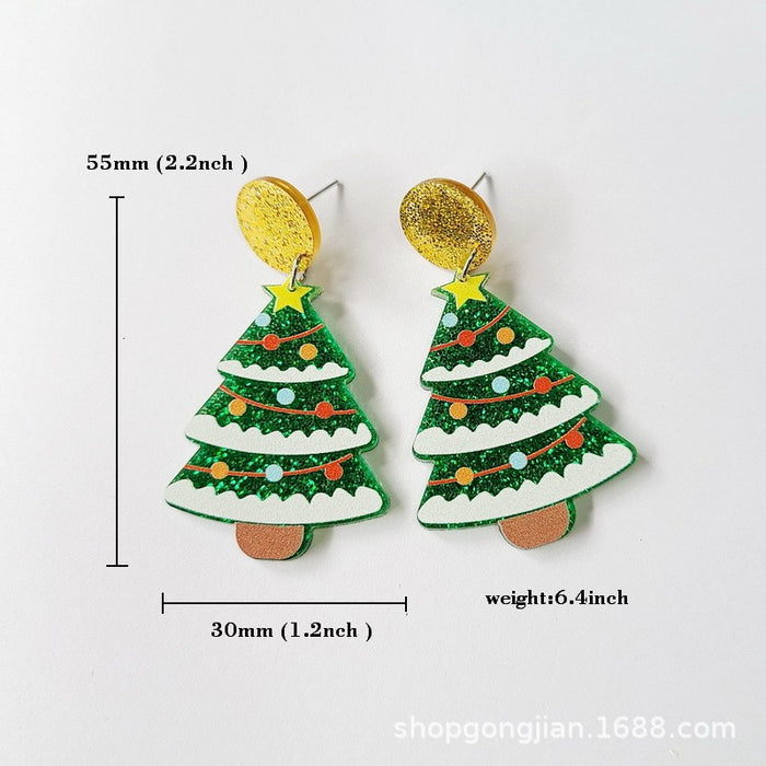 Wholesale Christmas Cartoon Acrylic Earrings Fashion Jewelry Accessory for Gift MOQ≥2