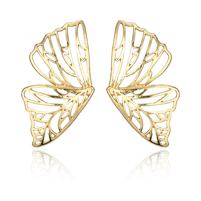 Wholesale Exaggerated hollow butterfly wing earrings trendy fan-shaped creative earrings wholesale