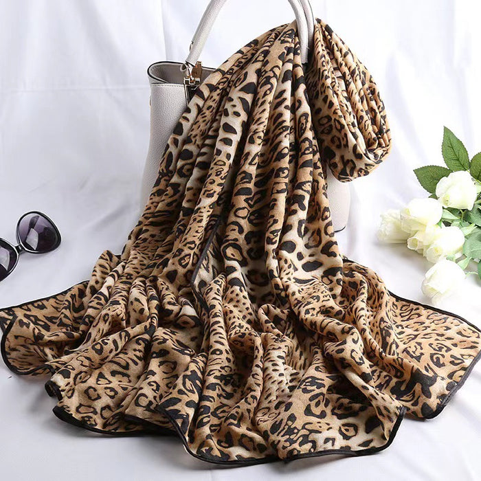 Wholesale Leopard Print Cotton and Linen Silk Scarf JDC-SF-Xuanx003