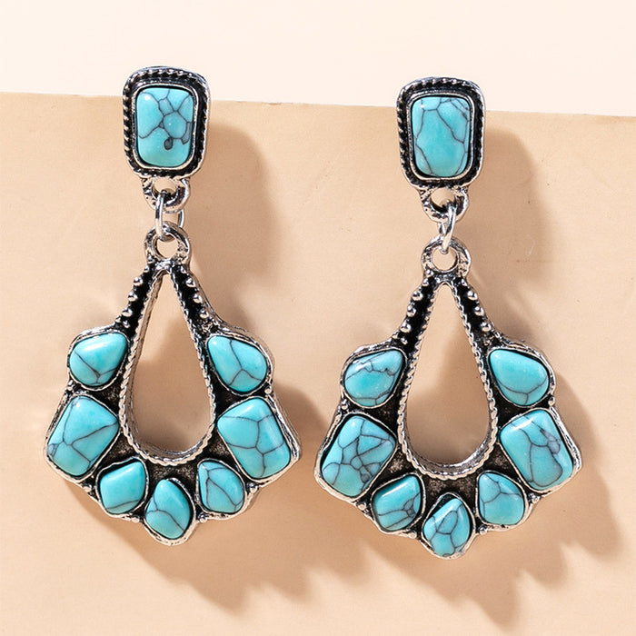 Wholesale Earrings Turquoise Geometric Boho Ethnic MOQ≥2 JDC-ES-haob020