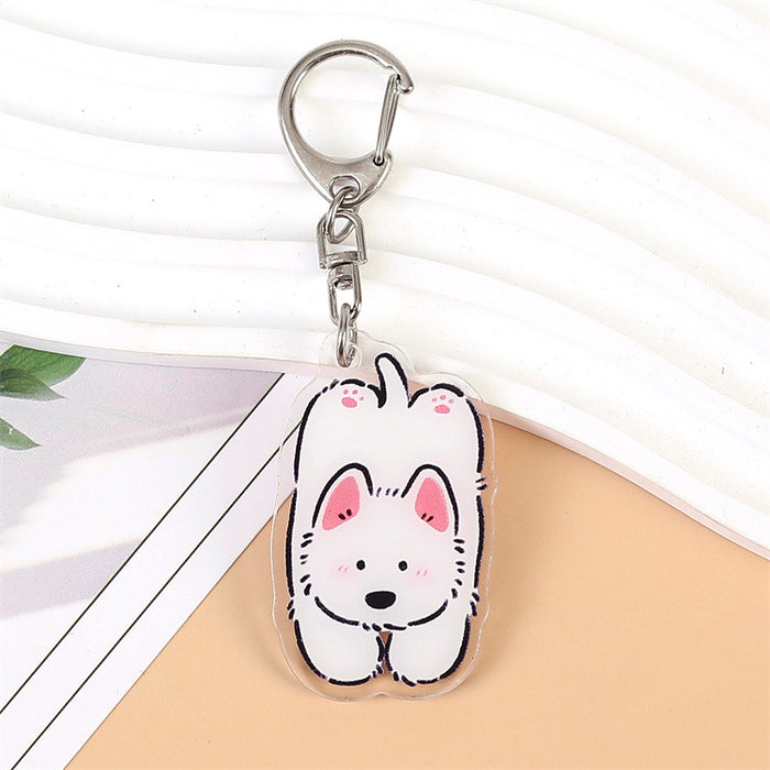 Wholesale Double-Sided Acrylic Cartoon Bichon Puppy Keychain Cute Bag Charm MOQ≥2