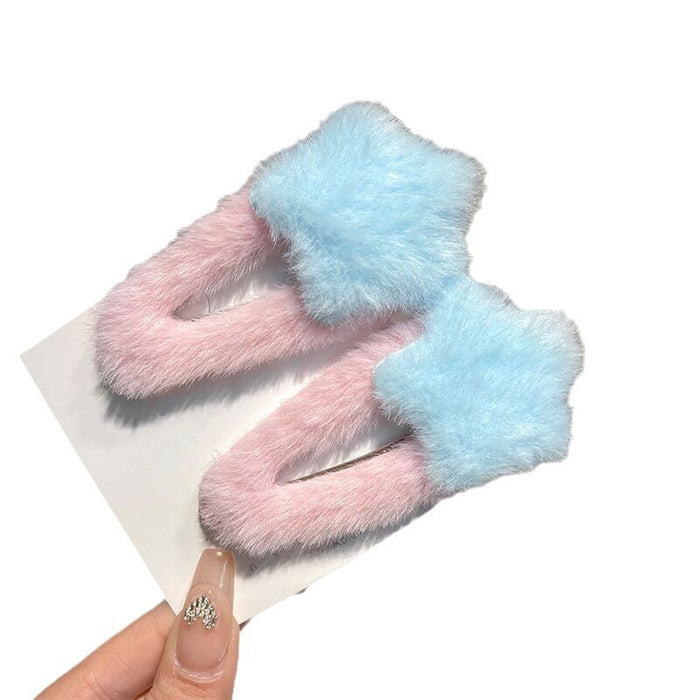 Wholesale  Cartoon plush star hairpin  hair accessories  BB clip hairpin