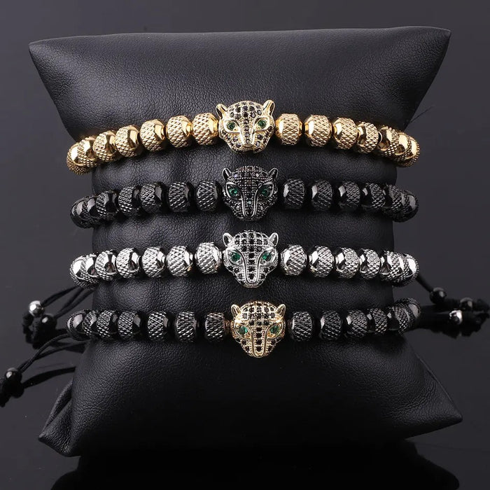 Wholesale Cheetah Beaded Bracelet Men Adjustable JDC-BT-YJ003