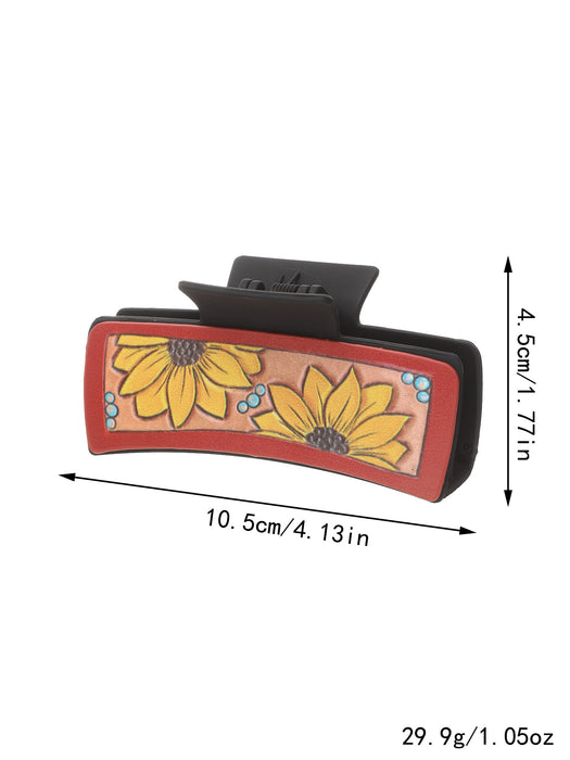 Wholesale Western Denim Style Horse Hair Craft Leather Women' s Hair Clip Grab Clip Shark Clip Hair Accessories Clip