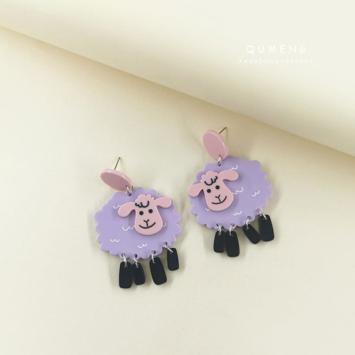 Wholesale Little Sheep Acrylic Printing Earrings JDC-ES-QingM005