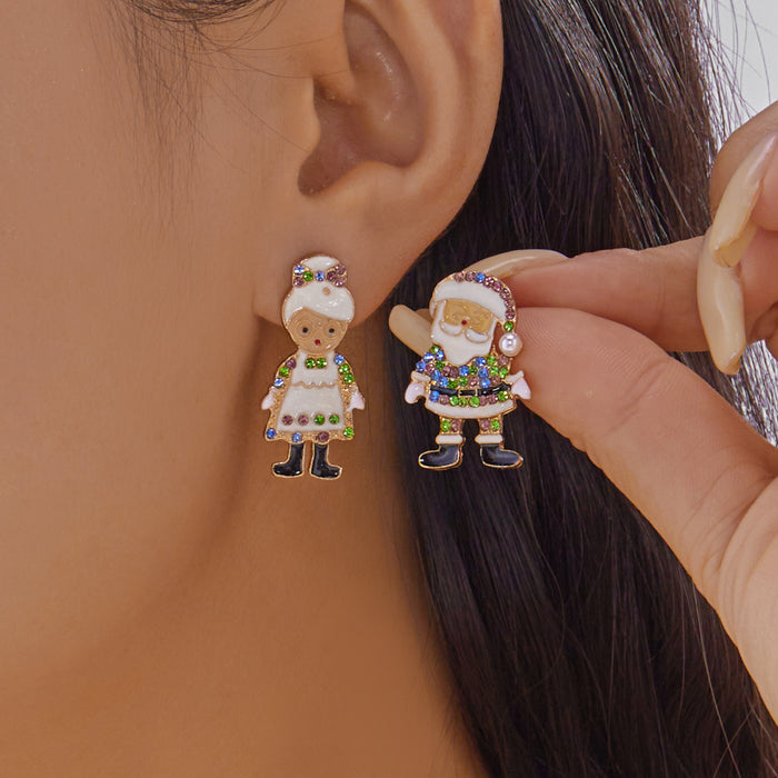 Wholesale Christmas Snowman Snowflake Earrings Red Beaded Design Holiday Fashion Accessory