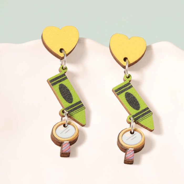 Wholesale handmade new wooden earrings cross-border personality sweet earrings