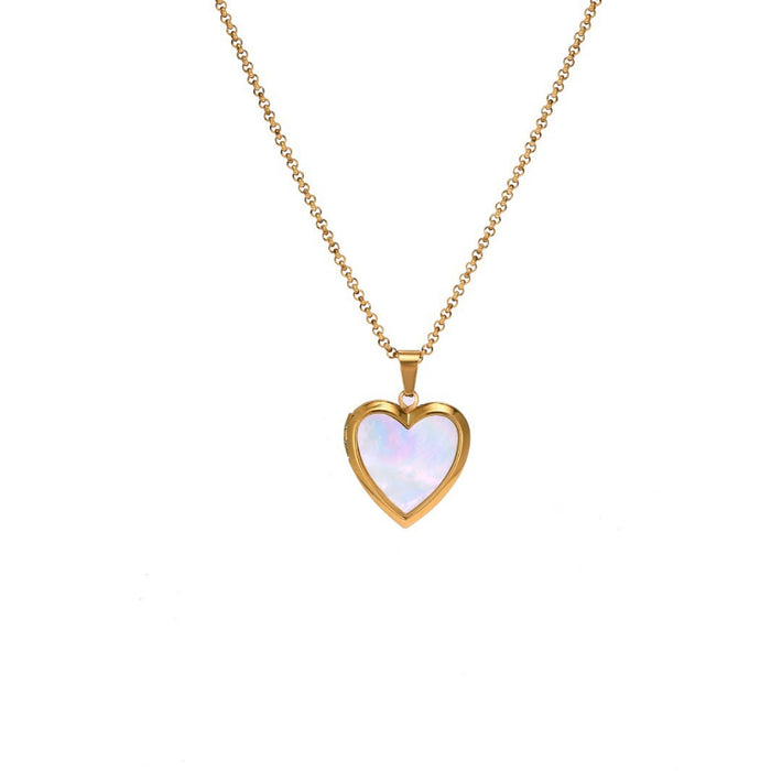 Wholesale Titanium Steel Heart-Shaped Commemorative Butterfly Opening and Closing Book Necklace