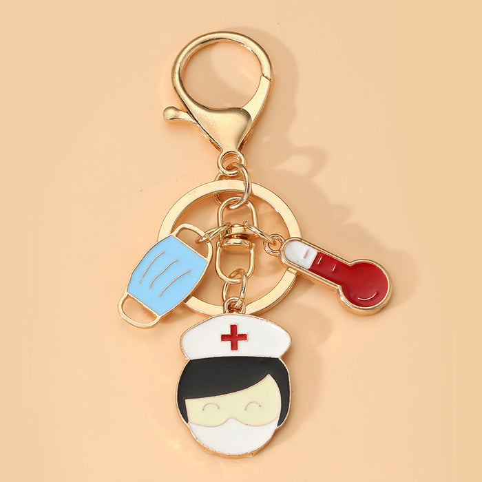 Wholesale Asian Nurses Day Doctor Time Gemstone Alloy Keychain JDC-KC-HuiWen002