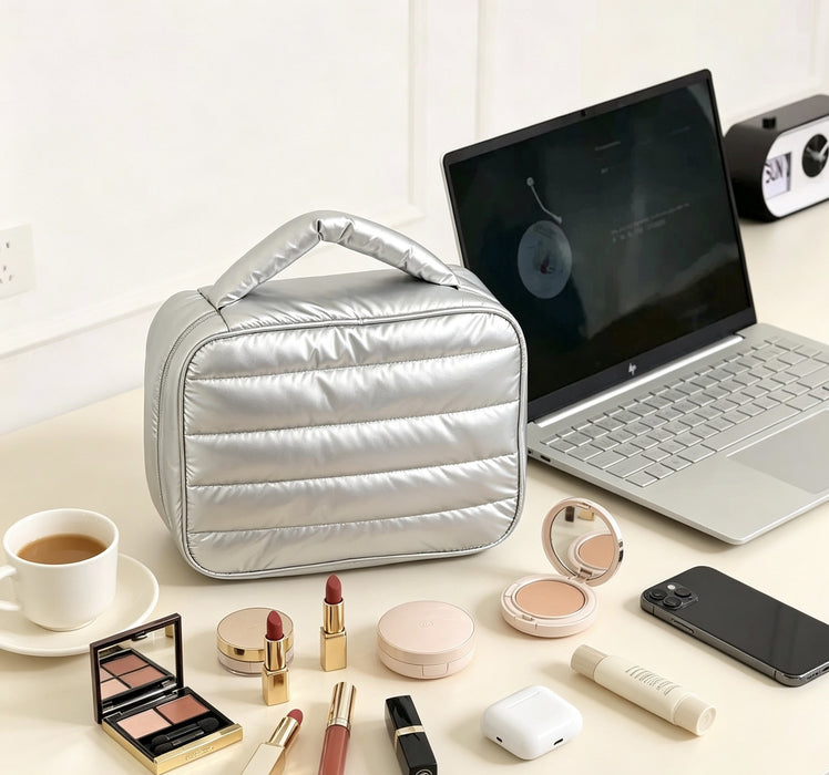 Wholesale Quilted Light Pink Women S Makeup Bag Large Capacity Travel Toiletry Organizer Home Storage Chic