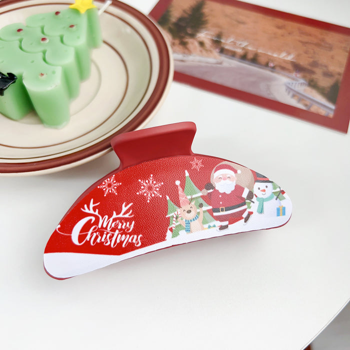 Wholesale Christmas plastic clip patch hair clip dopamine small fresh  atmosphere shark clip hair accessories