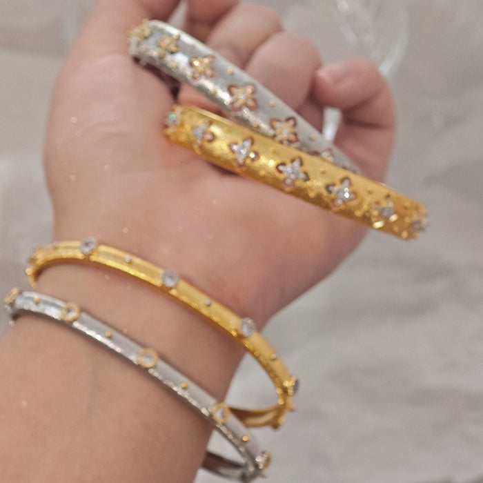 Wholesale Openwork four-leaf clover diamond bracelet rings set