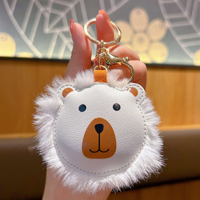 Wholesale Plush Lion Doll Leather Keychain JDC-KC-WWX003