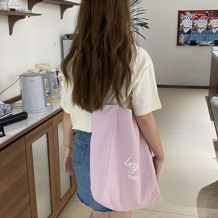 Wholesale Striped canvas bag, casual large capacity, reversible single shoulder tote bag, commuting bag