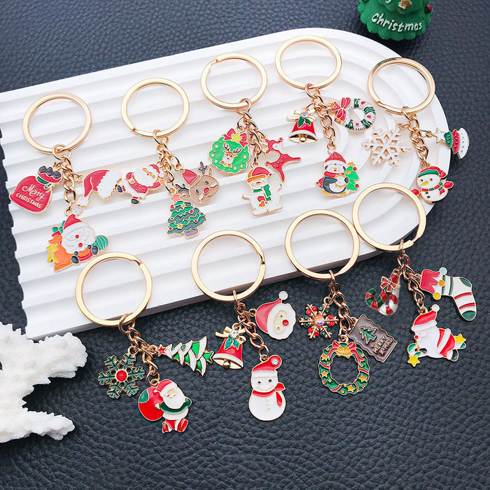 Wholesale Zinc Alloy Christmas Keychain with Snowman Elk Design Festive Gift Keyring
