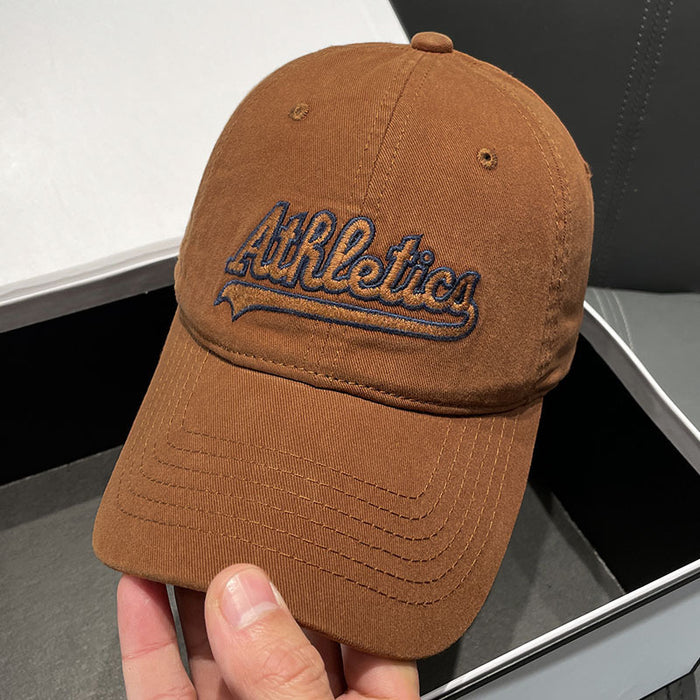 Wholesale Vintage baseball cap with widened embroidered letters, versatile sun shading duckbill cap
