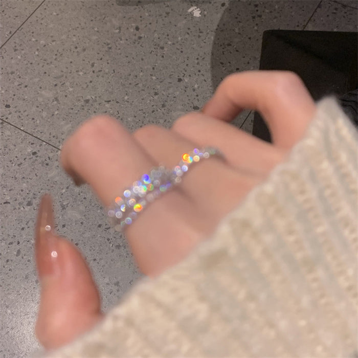 Wholesale Light luxury full zirconium double-layer ring set for women with a sense of luxury, niche design, exquisite ring opening, fashionable temperament