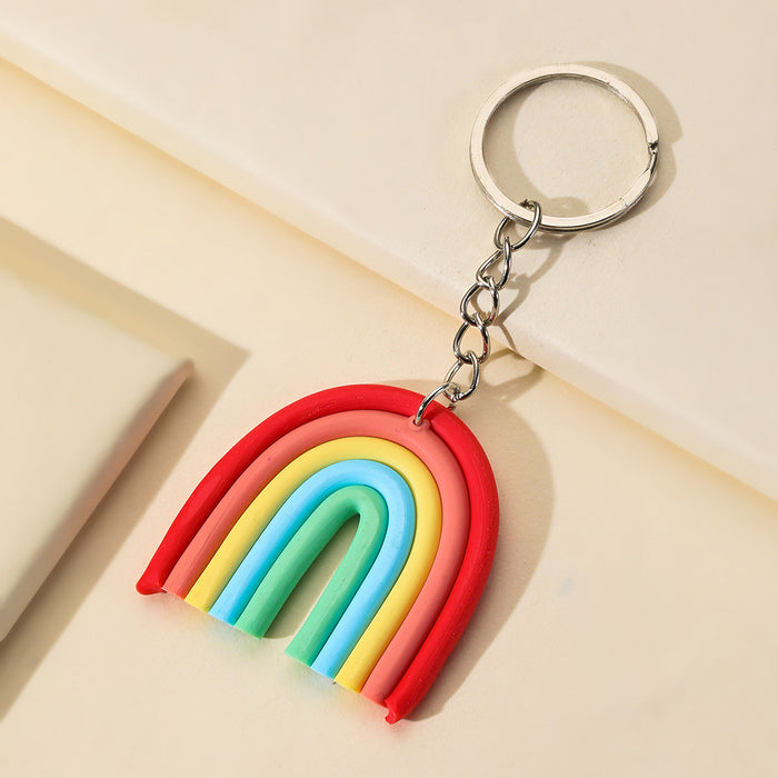 Wholesale Clay Rainbow Keychain JDC-KC-RongRui058