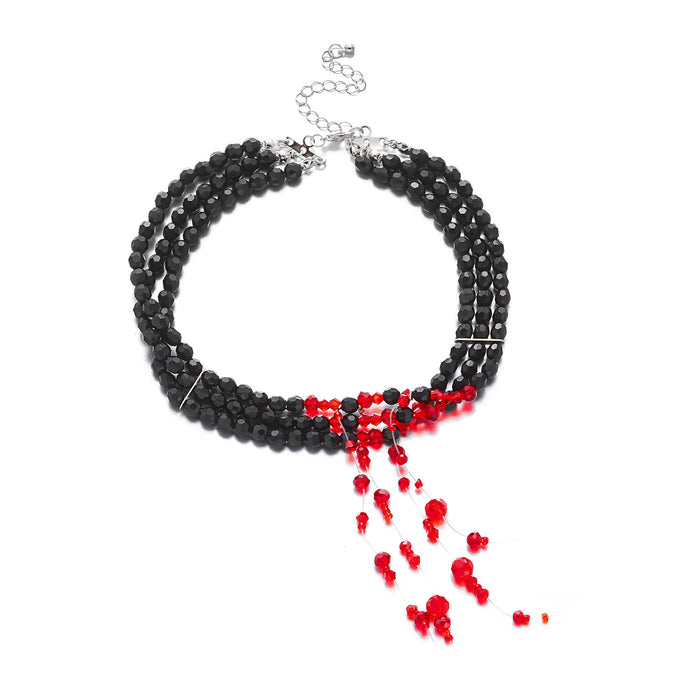 Wholesale Punk style tassel necklace love blood drop dark  necklace