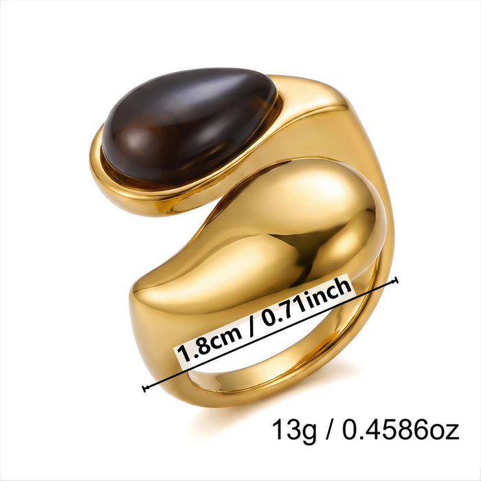 Wholesale Gold Plated Tiger Eye Stone Ring with Vintage Texture and Layered Beads