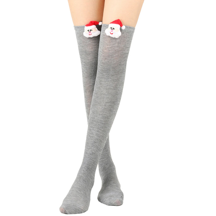 Wholesale Santa Claus Striped High Socks Over Knee Cotton Socks JDC-SK-XQ038