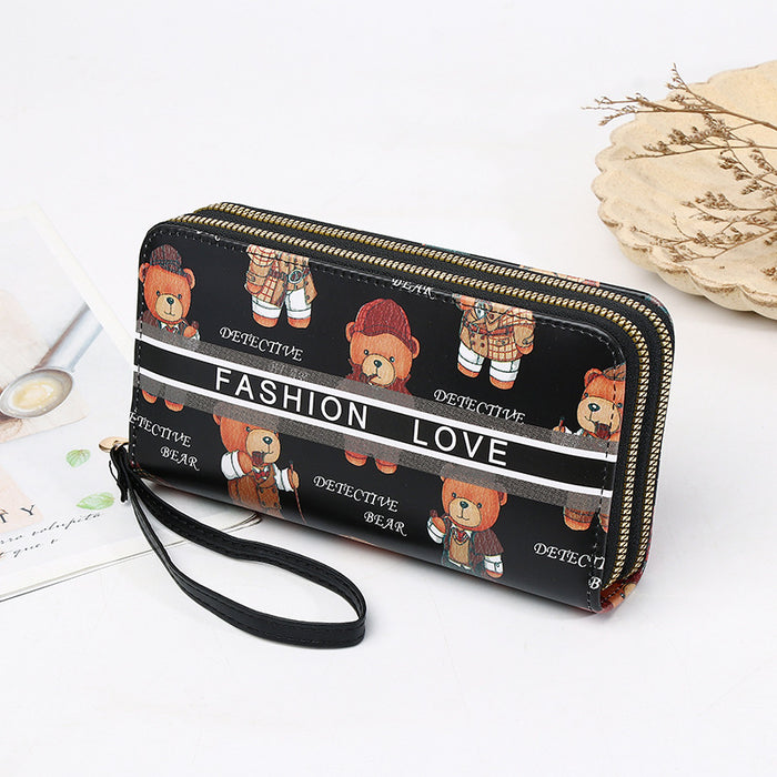 Wholesale   Double Zipper Wallet Women's Cartoon Handheld  Bag Coin Purse