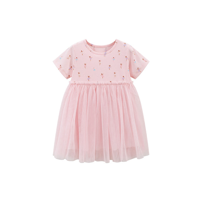 Wholesale Mesh Summer Short Sleeve Children's Dress JDC-CTS-BST007