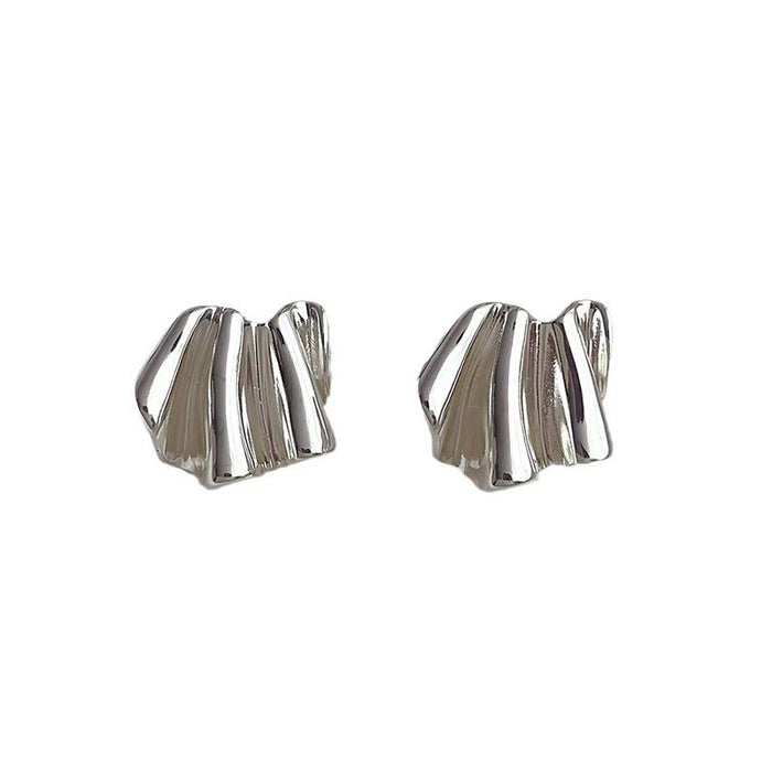 Wholesale Asymmetrical Pleated Earrings Metal Ins Cool Style Earrings Wavy Earrings