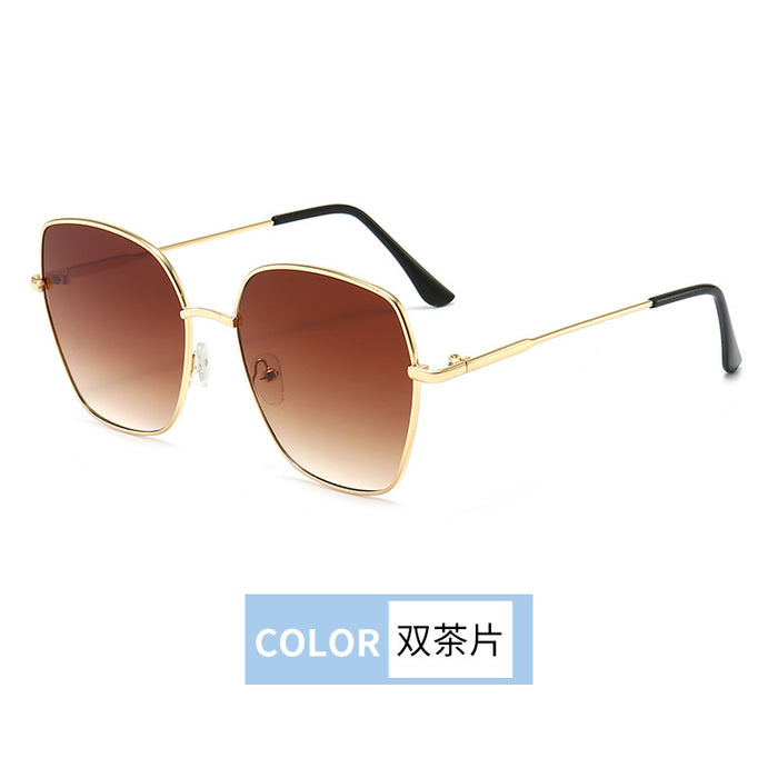 Wholesale Sunglasses Women's  UV-resistant Sunglasses Gradient Large Frame Metal Sunglasses
