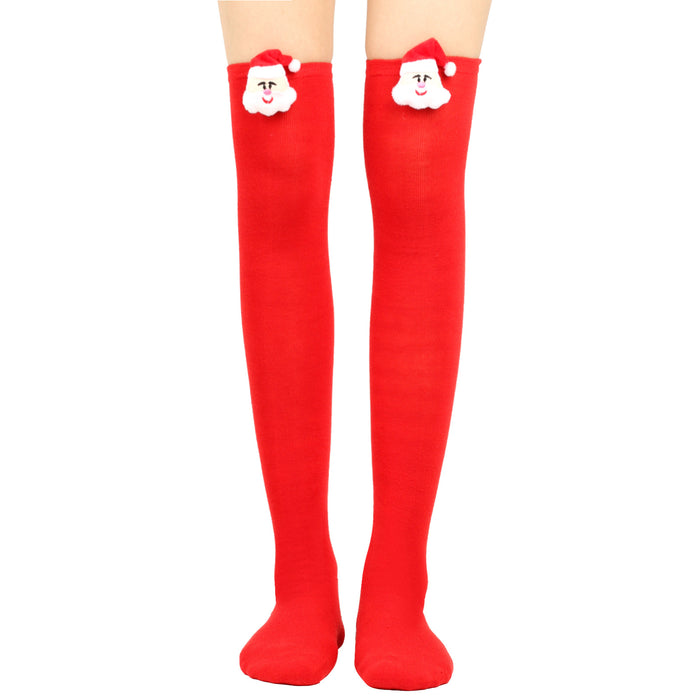 Wholesale Santa Claus Striped High Socks Over Knee Cotton Socks JDC-SK-XQ038