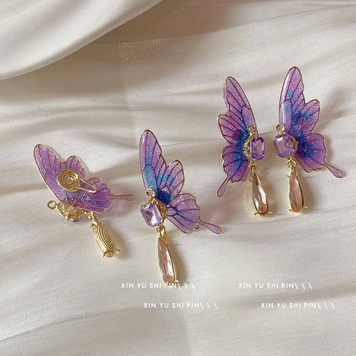 Wholesale Butterfly earrings, light luxury without ear holes and earrings