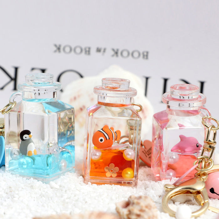 Wholesale Acrylic Floating Small Goldfish Drift Bottle Keychain JDC-KC-RunX018