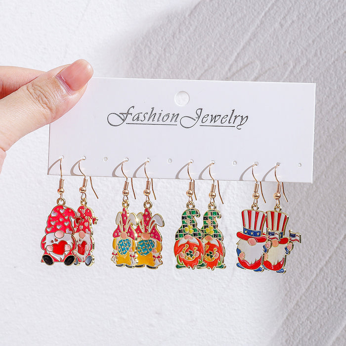 Wholesale Gnome Earring Set Gnome Witch Hat Pumpkin Christmas Lights Snowflake Egg Earrings