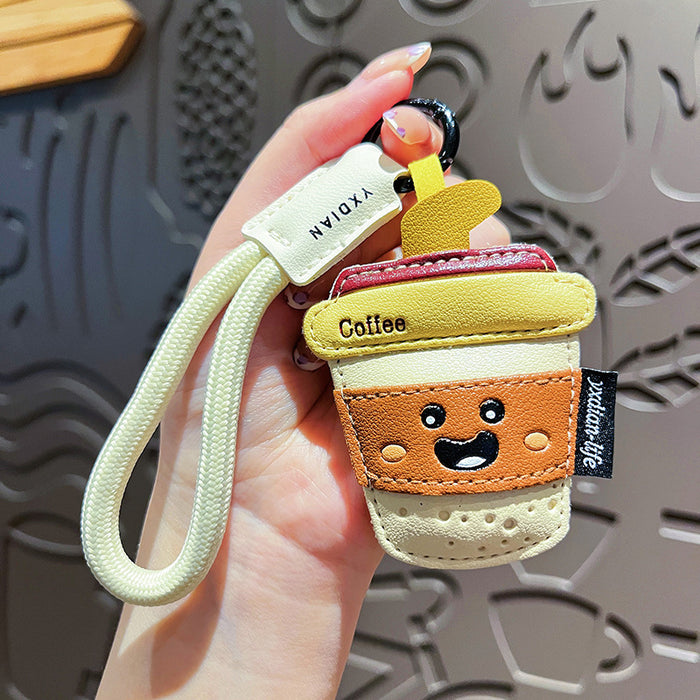 Wholesale Creative cartoon leather snacks, keychains, cute French fries, exquisite bags, pendants, small gifts