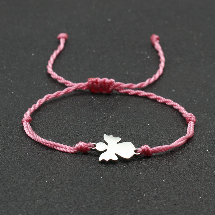 Wholesale Jewelry Stainless Steel Little Angel Bracelet Hand-woven Simple Adjustable Red Rope Bracelet Women's Hand Rope