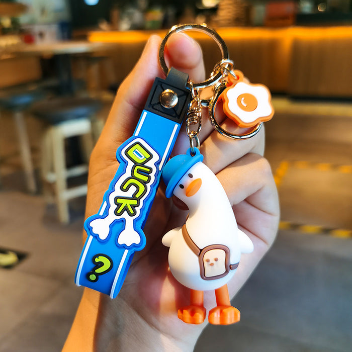 Wholesale Cartoon Cute Tilting Duck Soft Pvc Keychain JDC-KC-YMeng021