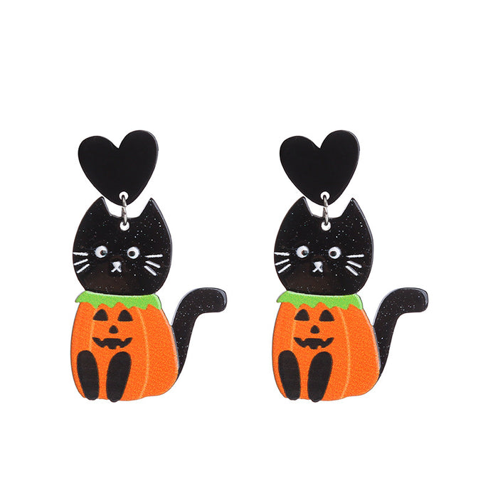 Wholesale  Pumpkin Cat Skull Funny Earrings Alternative Acrylic Earrings