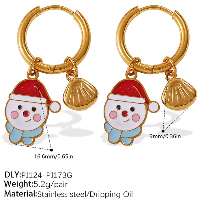 Wholesale Christmas Collection Gingerbread Man Pendant Earrings Stainless Steel