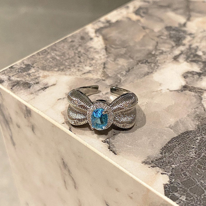 Wholesale Light luxury sparkling diamond open ring with niche design, geometric versatile index finger ring