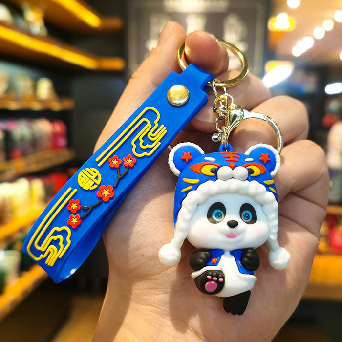 Wholesale Rubber Cartoon Doll Lion Tiger Head Panda Keychain JDC-KC-Tingm180