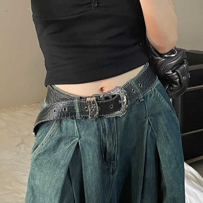 Wholesale Y2K Retro Studded PU Belt For Women Wide Waist Corset Design Fashion Accessory Boutique Resale
