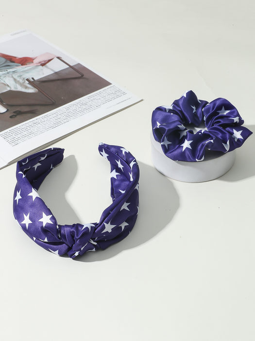 Wholesale Fabric Independence Day Knotted Fabric Headband Combo Set JDC-HD-ZheZ008