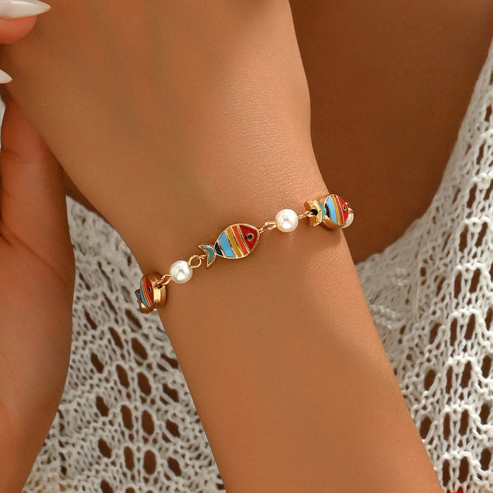 Wholesale  Vacation Ocean Style Cartoon Small Fish Imitation Pearl Bracelet