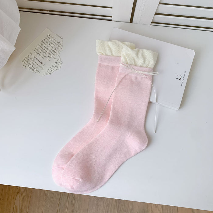 Wholesale Sweet ballet style bow socks with versatile design and stacking
