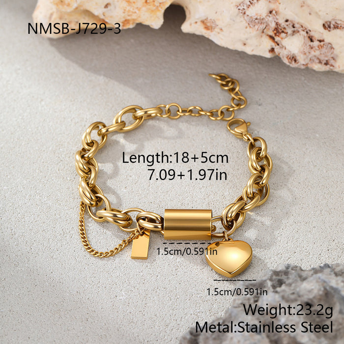 Wholesale Heart-shaped pendant chain stainless steel bracelet