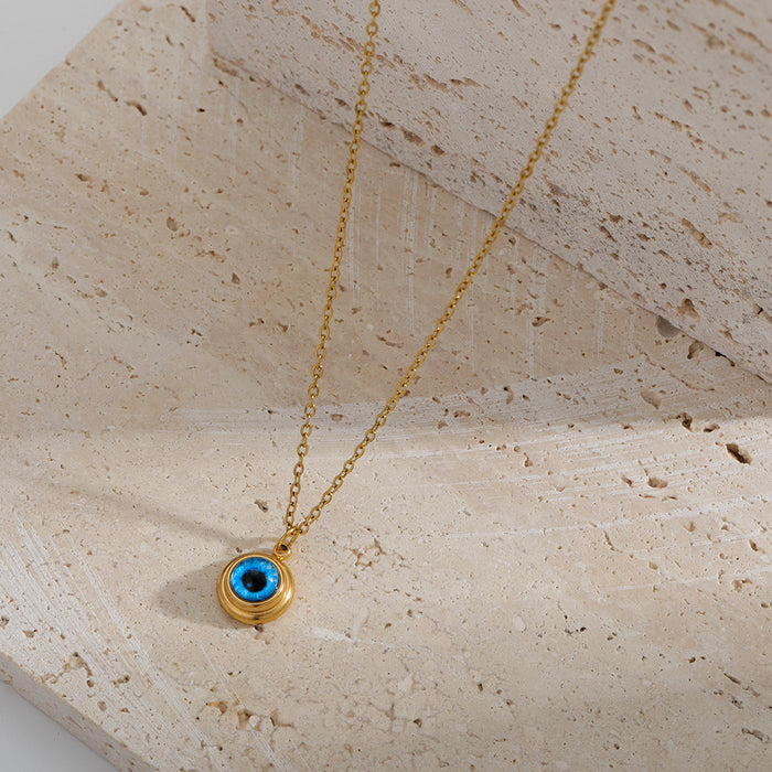 Wholesale Blue Evil Eye Pendant Necklace  Evil Eye Ball Necklace  Titanium Steel Earrings